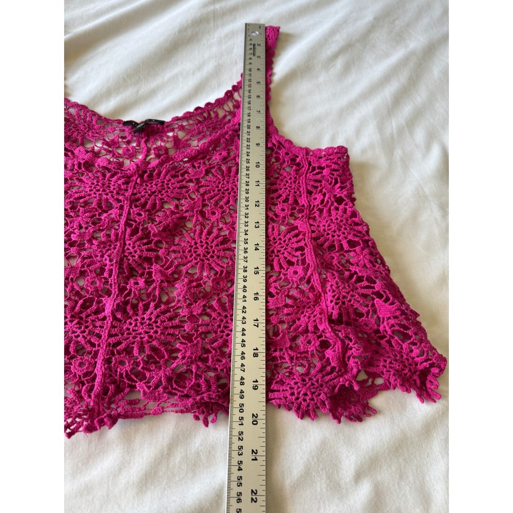 UK2LA Pink Crochet Cotton Tank Top Medium Boho Festival Summer Bohemian Hippie - Picture 6 of 8